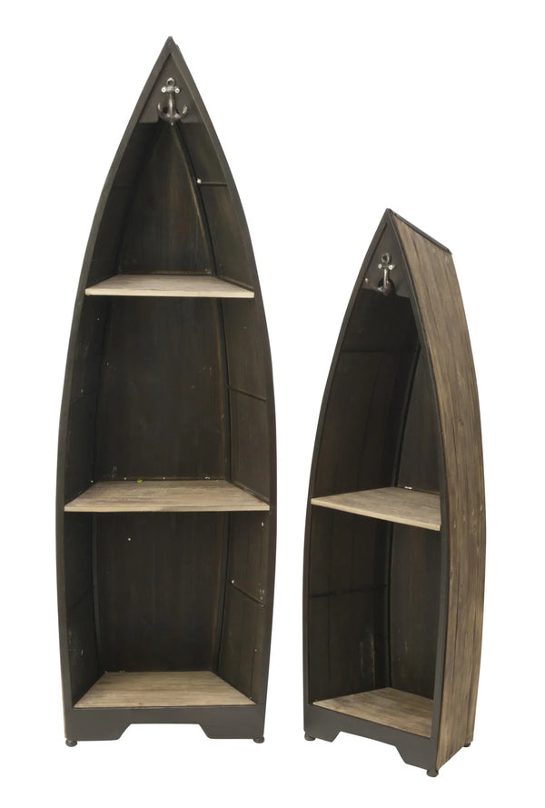 Decorative Brown Wooden Boat Shelves - Set of 2 - Gifts for You 'n Me