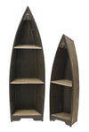 Decorative Brown Wooden Boat Shelves - Set of 2
