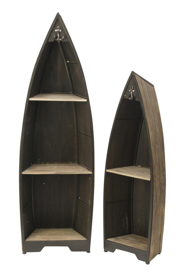 Decorative Brown Wooden Boat Shelves - Set of 2 - Gifts for You 'n Me