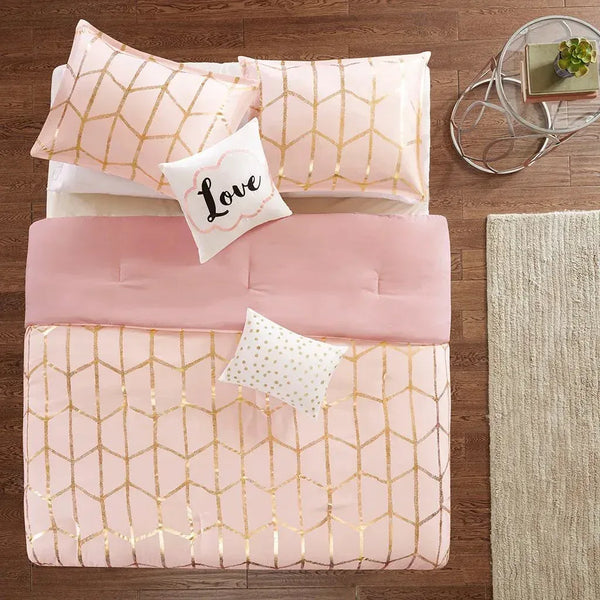Raina Metallic Printed Comforter Set by Intelligent Design - Gifts for You 'n Me