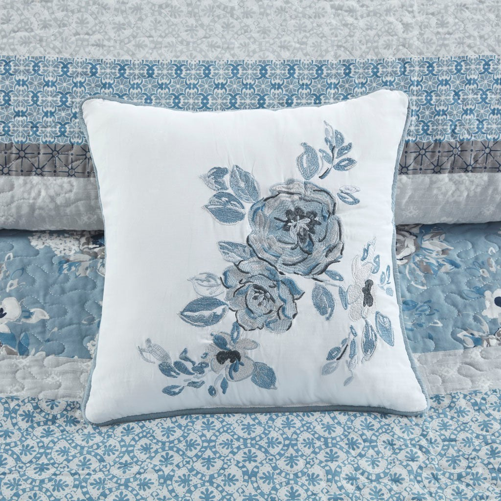 Willa 6 Piece Reversible Coverlet Set - Blue