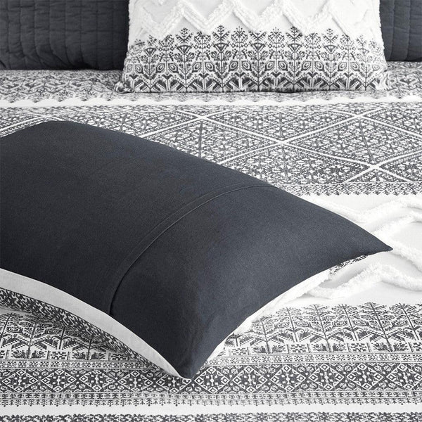 Mila 3 Piece Cotton Gray Comforter Set with Chenille Tufting by INK+IVY - Gifts for You 'n Me