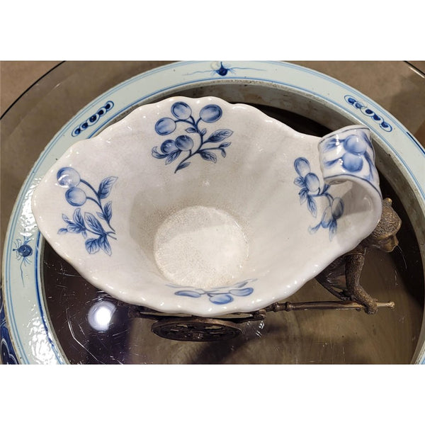 Blue Vine Rickshaw Basin/Planter with Bronze Monkey - Ormolu Collection - Gifts for You 'n Me