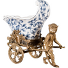 Blue Vine Rickshaw Basin/Planter with Bronze Monkey - Ormolu Collection