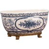5.5H Porcelain Oval Basin - Blue Bouquet