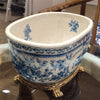 5.5H Porcelain Oval Basin - Blue Bouquet