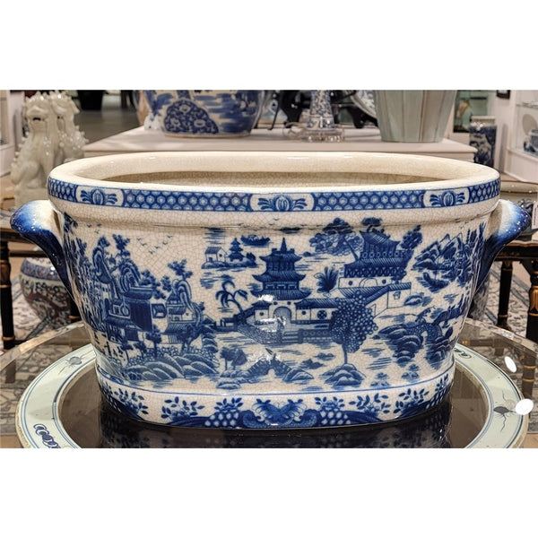 8.5H Porcelain Ormolu Basin - Blue Willow - Gifts for You 'n Me