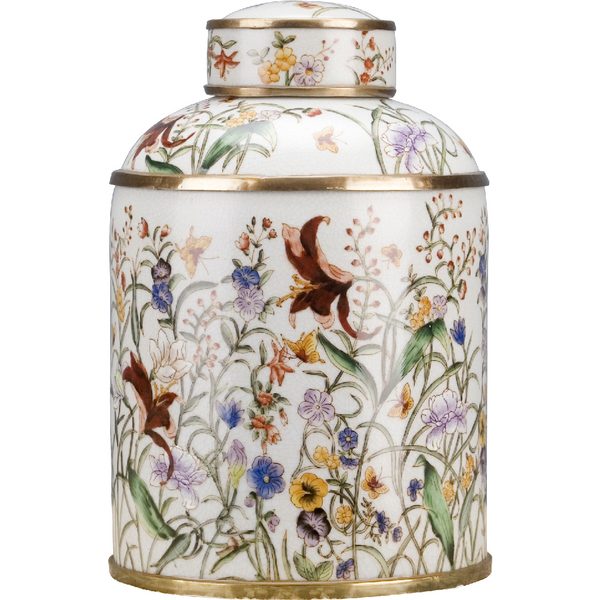 Tiger Lily Porcelain Canister Jar with Bronze Accent - Gloria - Gifts for You 'n Me