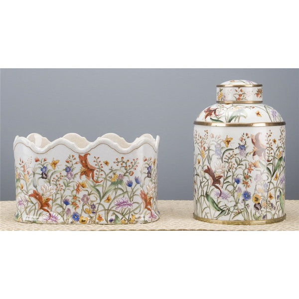 Tiger Lily Porcelain Canister Jar with Bronze Accent - Gloria - Gifts for You 'n Me