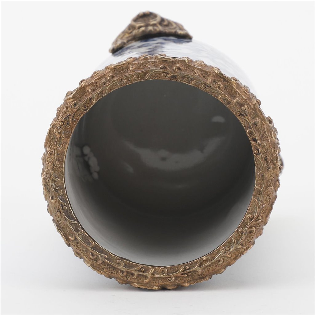 Porcelain Ormolu Round Vase With Bronze - 14217