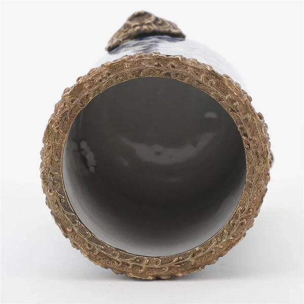 Porcelain Ormolu Round Vase With Bronze - 14217 - Gifts for You 'n Me