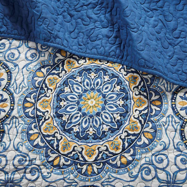 Tangiers 6 Piece Reversible Coverlet Set - Blue