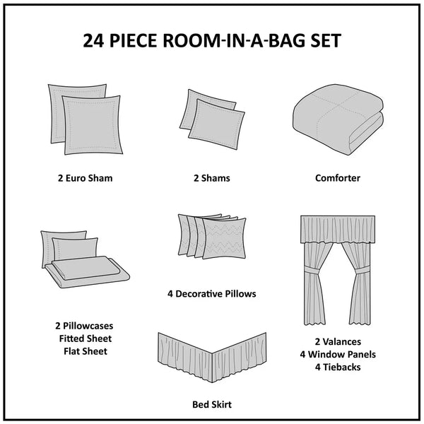 Jordan 24 Piece Room in a Bag by Madison Park Essentials - Gifts for You 'n Me