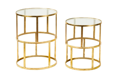 Set of 2 Round Gold Accent Tables