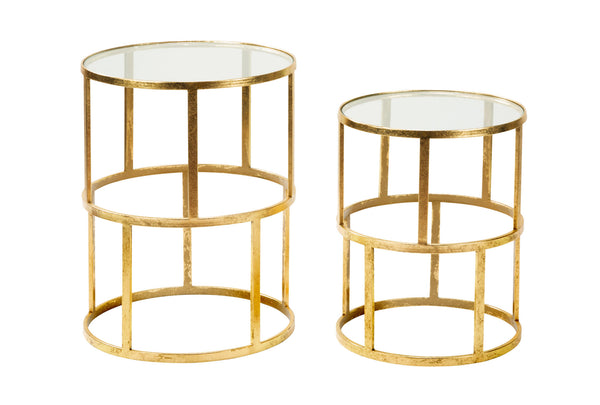 Set of 2 Round Gold Accent Tables