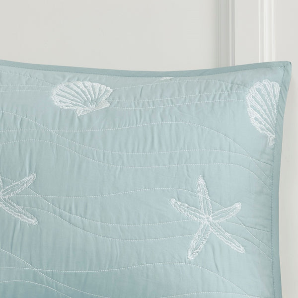 Seaside 4 Piece Cotton Coverlet Set - Aqua
