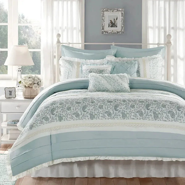 Dawn 9 Piece Cotton Percale Comforter Set by Madison Park - Gifts for You 'n Me