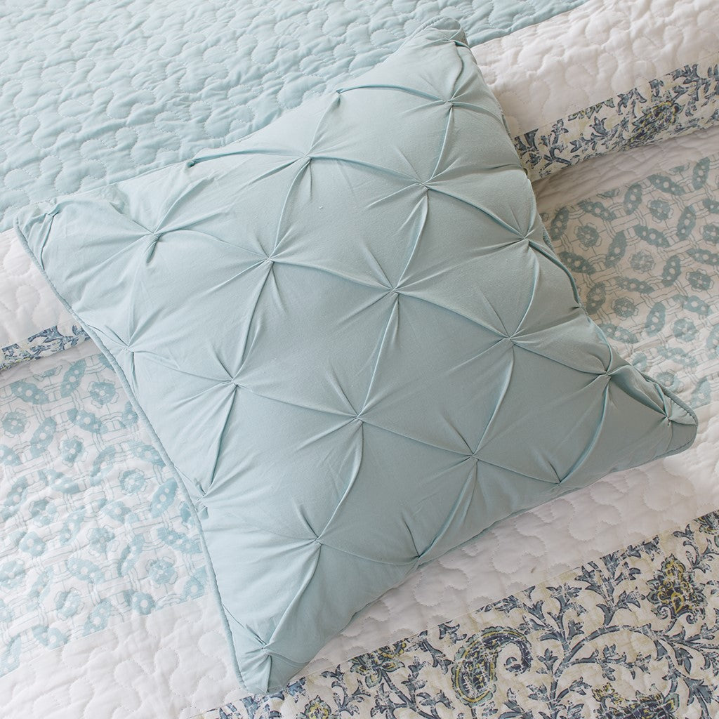Dawn 6 Piece Cotton Percale Reversible Coverlet Set - Blue