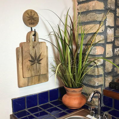 3 Pc Cannabis Chef Cutting Boards with Wall Hook Hanger