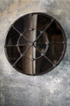 Distressed Round Cast Iron Mirror with Rosettes