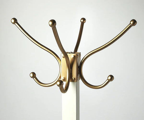 Butler Logan Square White and Gold Coat Rack/Tree - Gifts for You 'n Me