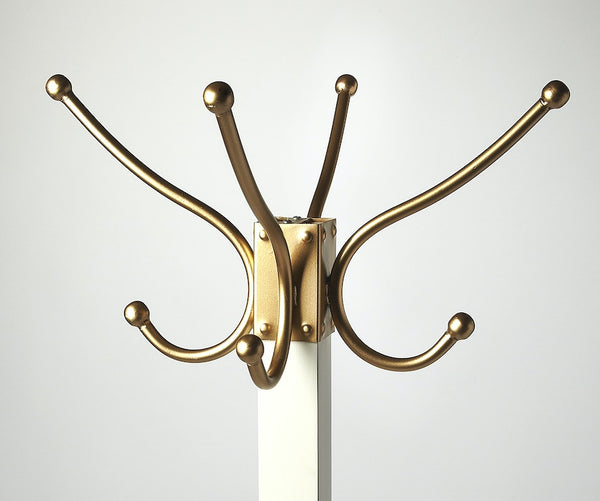 Butler Logan Square White and Gold Coat Rack/Tree