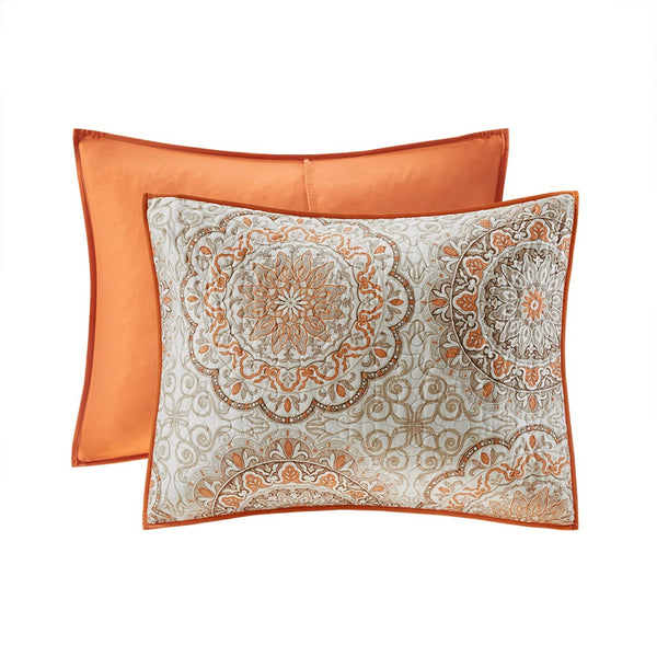 Tangiers 6 Piece Reversible Coverlet Set - Orange