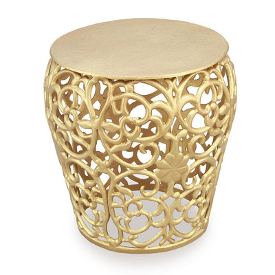 Leaf and Lattice Pattern Garden Stool