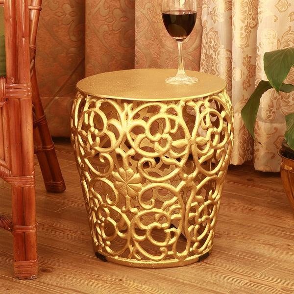 Leaf and Lattice Pattern Garden Stool SPI Home