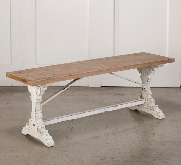 Antiqued Wooden French Farmhouse Bench - Gifts for You 'n Me
