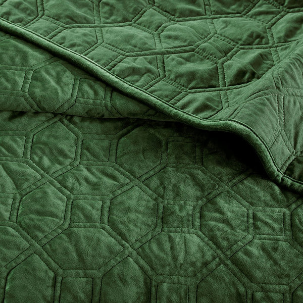 Harper Velvet 3 Piece Coverlet Set - Green
