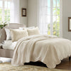 Tuscany 3 Piece Reversible Scalloped Edge Coverlet Set - Cream