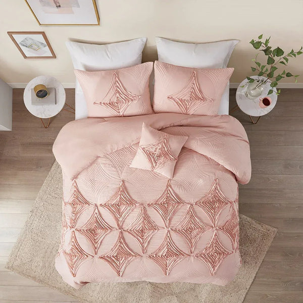 Colette 4 Piece Blush Comforter Set by Madison Park - Gifts for You 'n Me