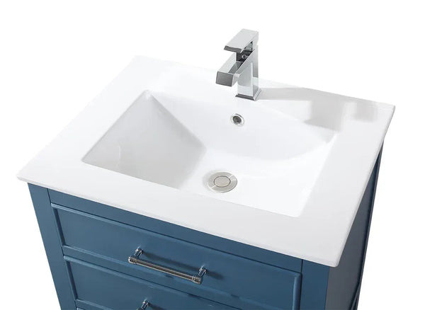 24'' Aruzza Teal Blue Narrow Bathroom Vanity with 2 Drawers and Open Shelf - Gifts for You 'n Me
