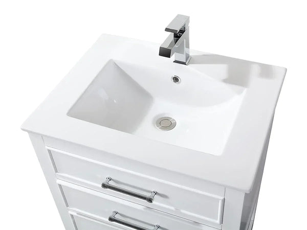 24'' Aruzza White Narrow Bathroom Vanity with 2 Drawers and Open Shelf - Gifts for You 'n Me