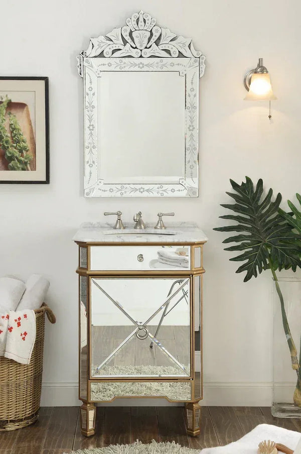 24” Benton Collection Mirror Reflection Asger Bathroom Sink Vanity - Gifts for You 'n Me