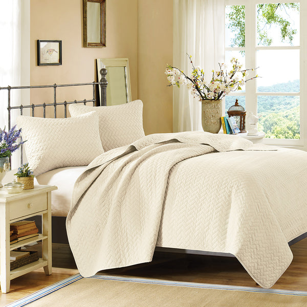 Velvet Touch Coverlet Set - Ivory