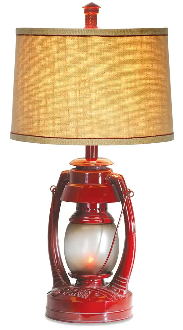 26”H Red Vintage Lantern Table Lamp - Gifts for You 'n Me