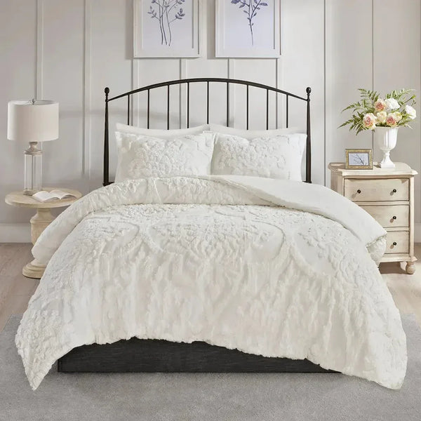 Viola 3 Piece Tufted Cotton Chenille Damask Comforter Set by Madison Park - Gifts for You 'n Me