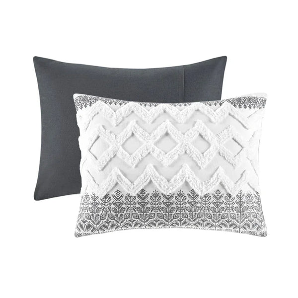 Mila 3 Piece Cotton Gray Comforter Set with Chenille Tufting by INK+IVY - Gifts for You 'n Me
