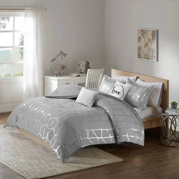 Raina Metallic Printed Comforter Set by Intelligent Design - Gifts for You 'n Me