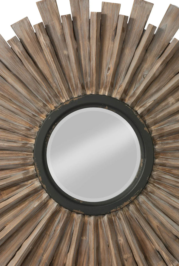 Wooden Starburst Wall Mirror - Natural - Gifts for You 'n Me