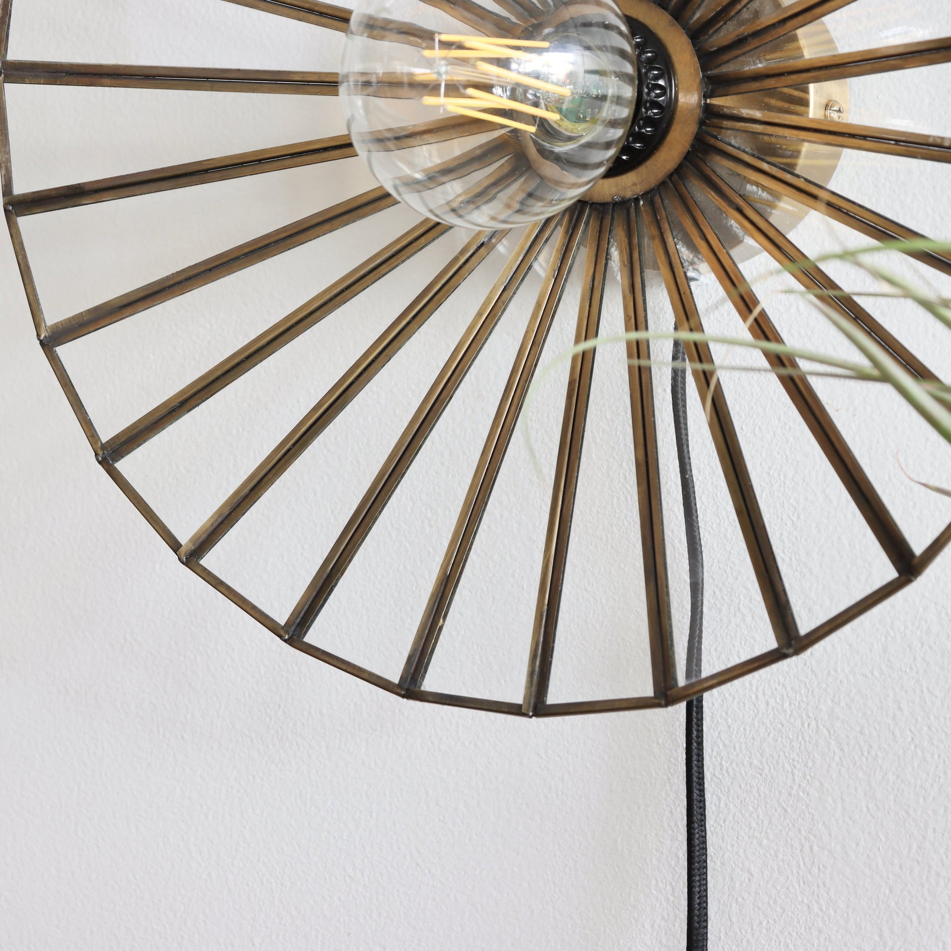 Strobe Glass and Iron Wall Sconce Lamp