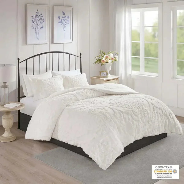 Viola 3 Piece Tufted Cotton Chenille Damask Comforter Set by Madison Park - Gifts for You 'n Me
