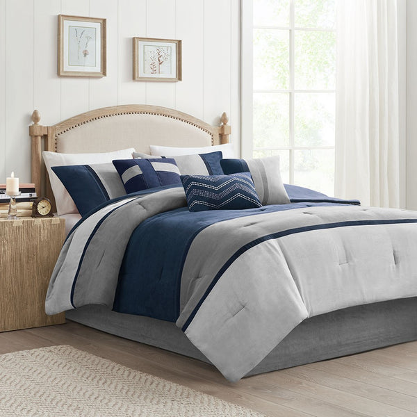 Palisades 7 Piece Faux Suede Comforter Set by Madison Park - Gifts for You 'n Me