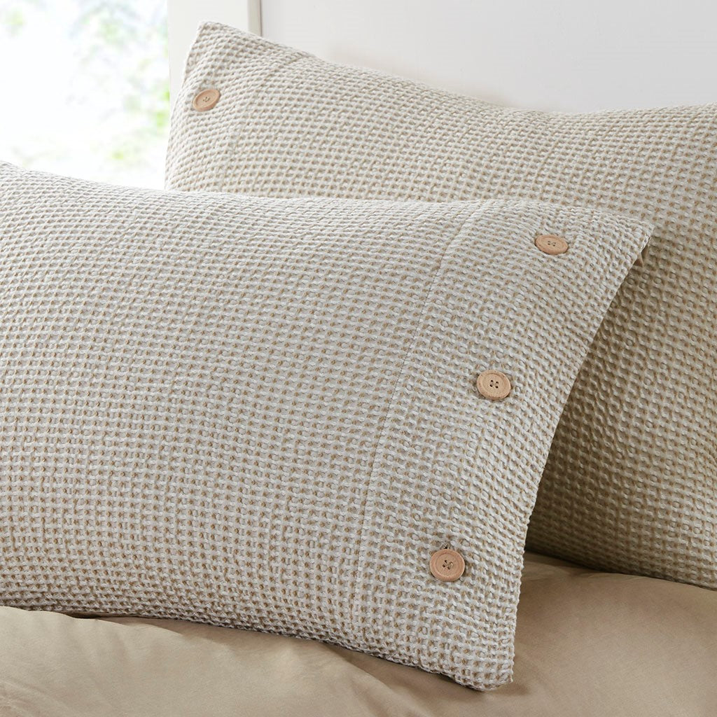 Mara 4 PC Cotton and Rayon from Bamboo Blend Waffle Weave Comforter Cover Set w/removable insert