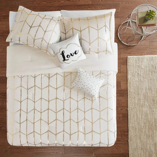 Raina Metallic Printed Comforter Set by Intelligent Design - Gifts for You 'n Me