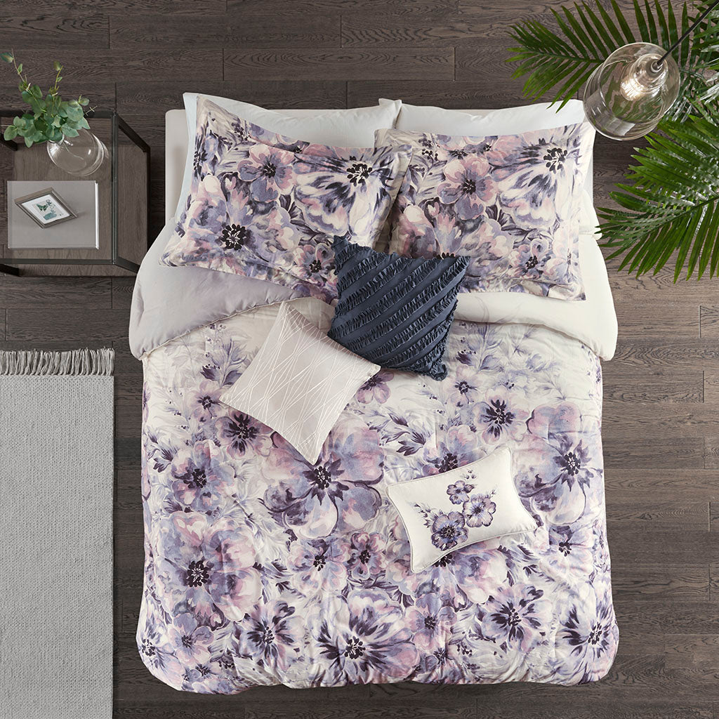 Enza 7 Piece Cotton Printed Comforter Set  by Madison Park