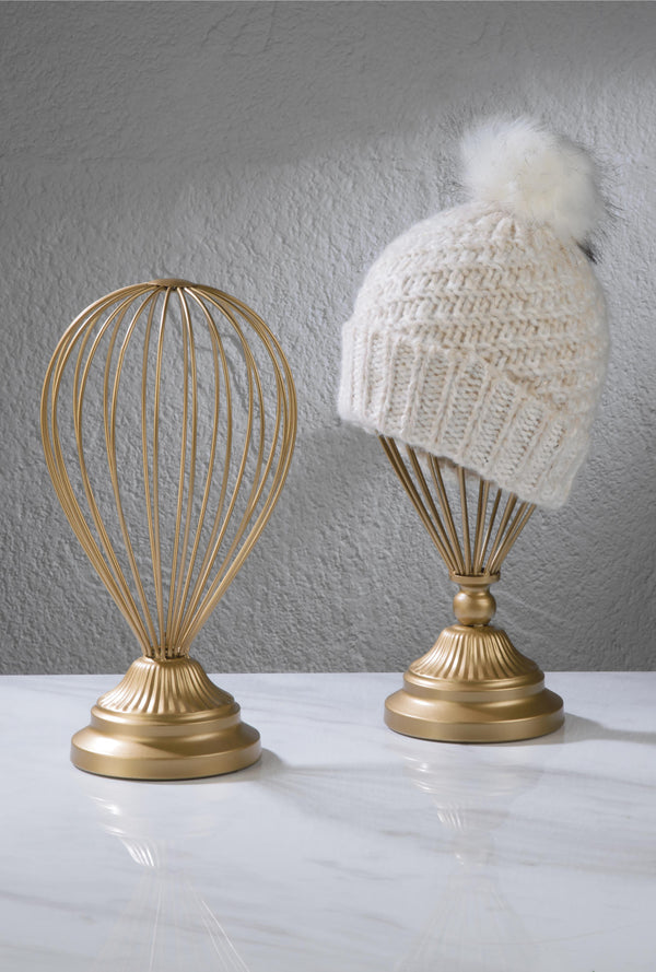 Balloon Wire Hat Stands Set of 2  (Gold & White)