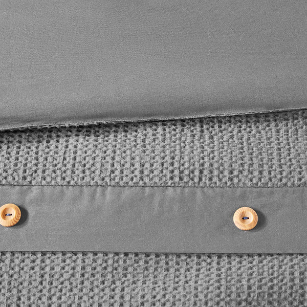 Finley 3 Piece Cotton Waffle Weave Comforter Set - Grey - Gifts for You 'n Me